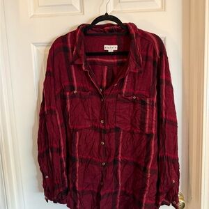 Ava & Viv Red Plaid Button Down Shirt